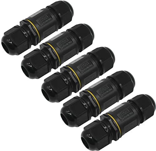 5 PCS Waterproof Junction Box Outdoor Cable Connector, HUYU IP68 Connector External Sleeve Coupler 2 Way Mains Electrical Weatherproof Block Connector Ø5mm-Ø12mm