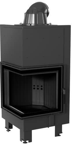 KRATKI MBN Holzbefeuerter Kamineinsatz mit Lufteinlass BImSchV 2 konform 8 kW Thermischer Wirkungsgrad 80% Stahl Schwarz Thermotec Linksseitig 116 x 59,2 cm
