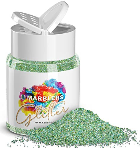 MARBLERS Holographic Glitter [Unicorn Green] 1.5oz (42g) | Fine | Non-Toxic, Vegan, Cruelty-Free | Face, Body, Eyeshadow, Hair, Festival, Party Makeup | Nail Art, Polish | Resin, Tumbler, Slime, Craft