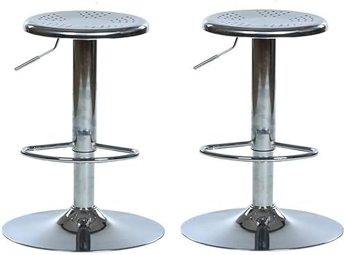 TAOZUYING Hocker auf Rädern, Edelstahl-Hochhocker, Stanzrillensitz, drehbarer Arbeitsstuhl, Schule, Labor, Computer, Arbeitsstuhl, 60-80 cm (Color : Stainless Steelx2) Marriage