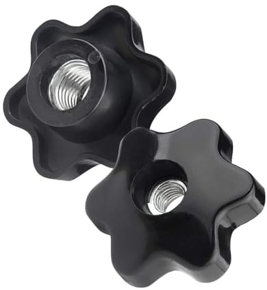 YIYIWANG 2 Stück M10 Sternform Kopf Spannmuttern Innengewinde Durchgangsbohrung Sternkopf Knopfgriff Kopfdurchmesser 58mm Schwarz