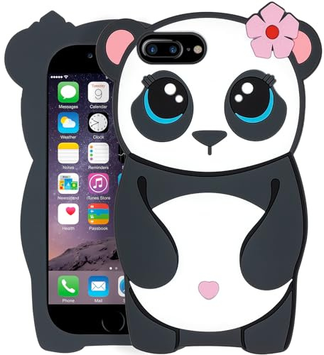 Dumkery Cute Panda 3D Cartoon Soft Silicone Shockproof Case Cover Skin for iPhone 6/6s Plus and 7/8 Plus