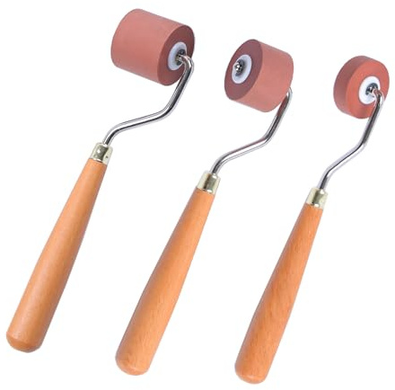 Rubber Brayer Roller for Printmaking, Ideal for Anti Skid Tape Construction Tools, Print,Craft Stamping Brayers for Wallpapers and Scrapbooks (1 CM+2 CM+3 CM)
