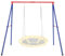 GYMAX Kids Swing Frame, Heavy Duty Metal Swing Stand with Ground Stakes, Garden Single Swing A Frame for Outdoor Indoor, 250kg Weight Capacity (Red+Blue)