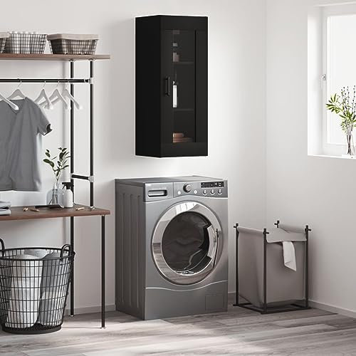 LAPOOH Armario de Pared Negro 34,5x34x90 cm, Mueble Auxiliar, Mueble De Cocina, Armarios De Cocina, Armario Colgar, Auxiliares para Baños, Armarios Baño - 828917