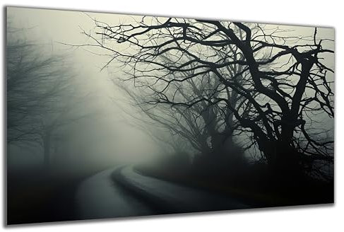 DARO Design - Wand-Bild auf 6mm HDF 84x56 cm Horror Grusel Strasse im Nebel - Wand-Deko Bilder Geschenk