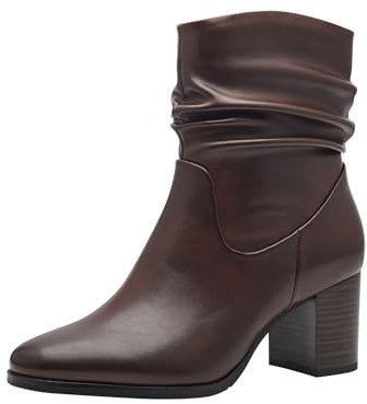 MARCO TOZZI Damen Stiefeletten mit Absatz Vegan mit Reißverschluss, Braun (Cafe), 38 EU