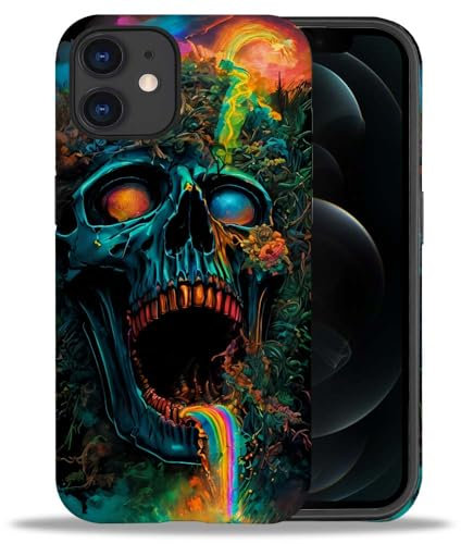 yicomon Compatible with iPhone 11 Case, Rainbow Skull Pattern Print Matte Phone Case Durable Fashion Funny Liquid Silicone Case Soft Anti-Scratch Shockproof Protective Cover