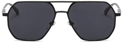 BYLITZ Unisex Retro Sonnenbrille URBAN GT | Eckiges Design, polarisiert, stilvoll | UV400-Schutz | Metallrahmen in Silber, Gold | Für, Herren, Töchter, Söhne, Damen Oversize Brille (Platin Grey)