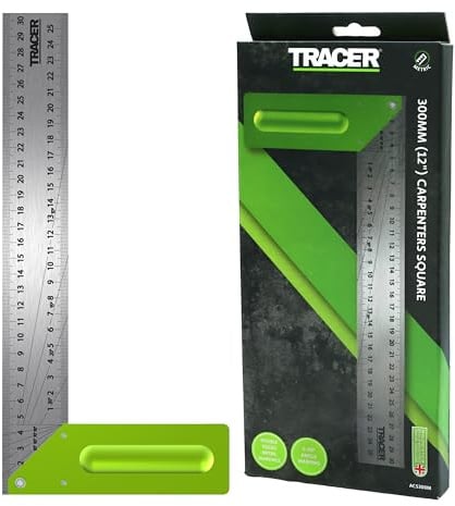 TRACER Tischlerwinkel, 300 mm, Tischlermarkierungswerkzeug, Anschlagwinkel mit 2 Sets von Winkellinien