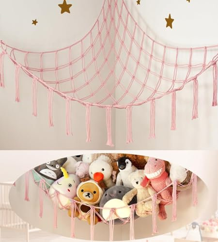Baby Teddy Hammock - Stuffed Animals Toy Storage Hammock - Teddy Bear Storage - Kids Room Decoration Soft Toy Storage Net - Nursery Preppy Room Decor for Girls Bedroom