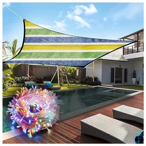 Schattentuch Für Den Garten Pergola-Schattenabdeckung Sommer-Sonnenschutzdach Schattenplanen Für Den Außenbereich Sonnenschutznetz Mit LED-Beleuchtung,26.24 * 65.61FT