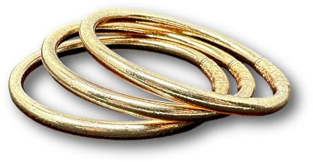 Yvelise Bracelet bouddhiste - Jonc certifié fait en Thailande - Authentique - Lot de 3 Champagne