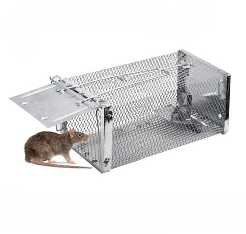PEST GUARD Humane Rat Traps Cage Traps Live Mouse Cage Traps - Rodents and Similar Sized Pests Reusable Rat Cage For Indoor Outdoor Home Office Use No Toxins Spray or Glue (1 Pack - Cage Trap) (1)
