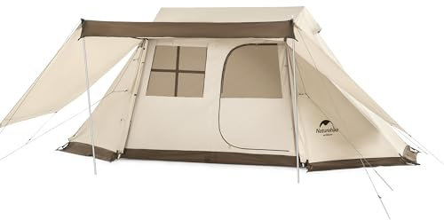 Naturehike Village Camping Tent for 3-4 people Compact Family Tent 3 Seasons Circulating Ventilation Festival Tent with Large Windows for Camping Garden Families