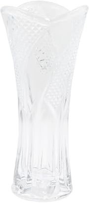 Clear Crystal Vase, 7 Inch Modern Glass Flower Vase, Table Centrepiece, Spiral Design Flower Vases for Living Room Dinner Table