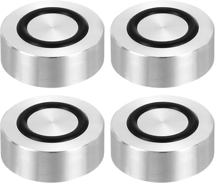 QUARKZMAN Filetage M8 30mm Dia 15mm Épaisseur Cercle en Aluminium Disque Adaptateur de Dessus en Verre 4pcs Patins de Pied de Table Ronde Solide avec Anneau Caoutchouc Antidérapant
