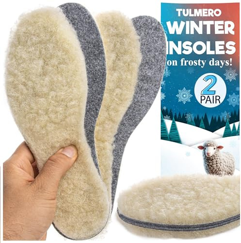 2 Paare Warme Schuheinlagen für mollig warme Füße, 2 Paare Dicke Wollsohlen aus Filz und Wolle, Wärmeeinlagen Schuhe, Wärmesohlen für Schuhe, Filzsohlen, Winter Sohlen Damen Herren und Kinder Größe 39