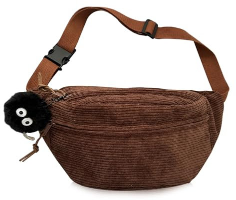 Bauchtasche Cord Bauchtasche Damen Cord Bauchtasche Cord Damen Cord Tasche Damen Crossbody Bag Damen Cord Mit Verstellbarem Schultergurt Passend für Verschiedene Anlässe (Braun)