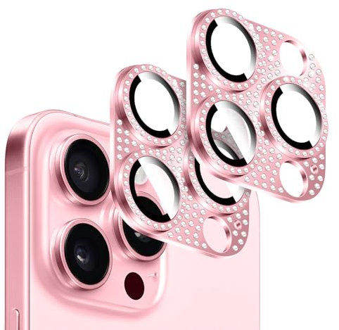 Kucheed 2PCS Bling Diamond Camera Lens Protector for iPhone, One-Piece Anti-Scratch Metal with 3D Colorful Shiny Rhinestone Decoration Back Camera Cover for iPhone 11 Pro/iPhone 11 Pro Max