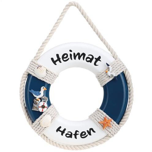 com-four® Dekorativer Rettungsring aus Holz mit der Aufschrift Heimathafen - Schifffahrt Deko zum Aufhängen - Maritime Hängedeko für zu Hause (Rettungsring Heimathafen)