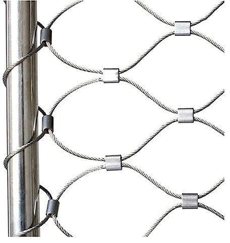 VXHCS 304 Edelstahl-Seilnetz, 8cm/1,5mm Sicherheitsnetz für Balkon, Absturzsicherungsnetz In Großer Höhe, Pflanzenkletternetz Maschendrahtzaun (0.6x29m)