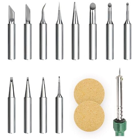 KATIMI 12 Pièces 900M-T-K Pointes à Souder, Pointe de Fer à Souder avec 2 Èponges, Pointes de Fer à souder Sans Plomb Compatibles avec Hakko, Yihua, Atten et plus Encore