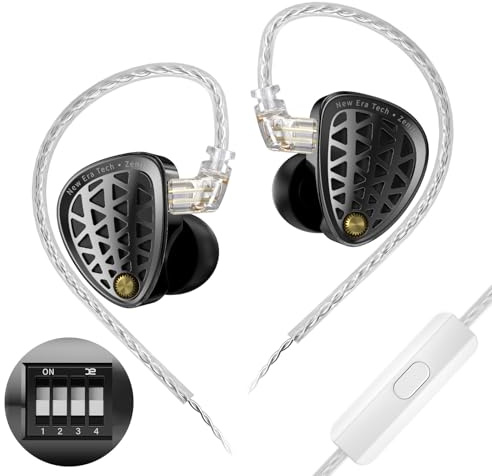 KZ Zenith IEM Auriculares con cable, auriculares profesionales con aislamiento de sonido, sonido claro y graves profundos, controlador dinámico único más grande, ajuste seguro en el monitor de oído