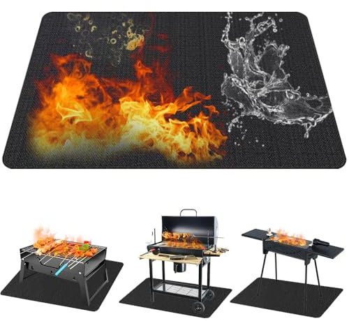 Tapis Ignifuge, Tapis Barbecue 152 x 100 cm, Tapis de cheminée Ignifuge, Tapis de Protection, Thermique Tapis Anti Feu Résistant à la Chaleur jusqu'à 1093 °C pour BBQ Barbecue en Plein Air, Camping