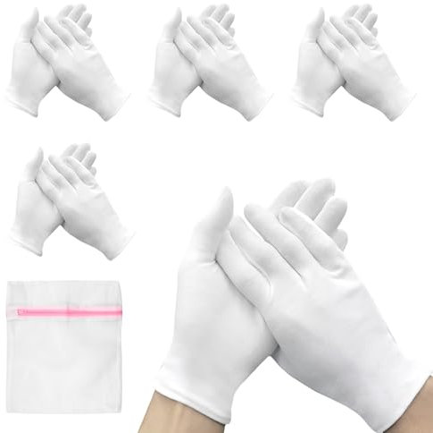 BORISCA 4 Pares Guantes Algodon Blanco Transpirables Guantes Blancos Algodon Verano Hidratantes para Hombre Mujer Reutilizables Cotton Protective Gloves para Hidratantes Manos Trabajo Dermatologicos
