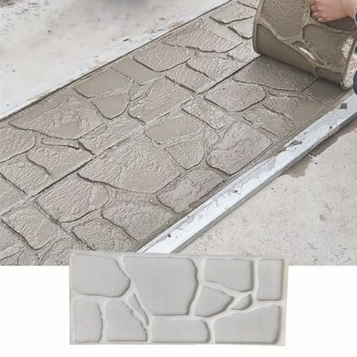 Molde para Hormigón Impreso - Patrón de Piedra Natural Imitación | Molde de Cemento Estampado Reutilizable 60x30 cm, Alfombra de Estampado para Concreto