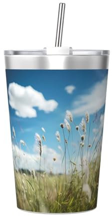 Bouteille thermos imprimée fleur de prairie - Ultra légère et portable, convient pour toutes les saisons