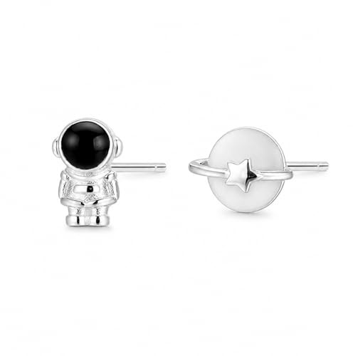 YIQPKUM Niedlicher Planet Astronaut Stecker Ohrringe für Damen Weltraum Schmuck Geschenk