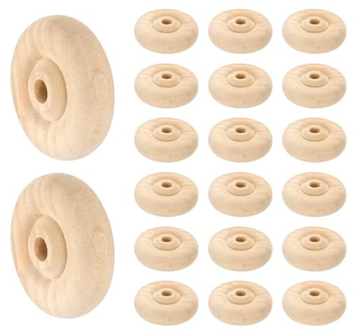 sourcing map Slab Wooden Wheels 1-1/2 Dia. 1/2 Thick 1/4 Hole, Flat Unfinished Wood Hobby Wheel for Mini Christmas Tree Base DIY Model Cars Trucks, 24pcs