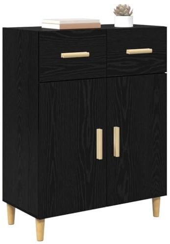 vidaXL Sideboard Black oak 34 x 69.5 x 89 cm Engineered wood, Elegant Living Room, Rectangular Wooden Sideboard, Modern Storage Cabinet, Functional Furniture, Household Organizer