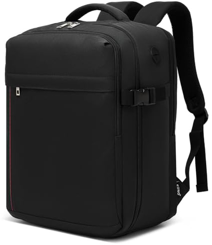 KONO Handgepäck Rucksack 40x30x20 unter dem Sitz Ryanair 24L, Schwarz | Geschütztes 15,6‑Zoll‑Laptopfach, mehrere Staufächer, nur 500g leicht, robustes Gewebe für Geschäfts‑ und Urlaubsreisen