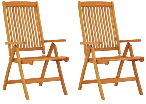Teenpull Klappbare Gartenstühle 2 STK. aus massivem Eukalyptusholz, verstellbar, wasserabweisend, für Terrasse und Hof, 110 kg Tragkraft pro Sitz, ideal für Garten und Outdoor