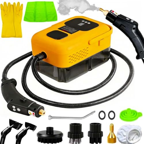 Nettoyeur Vapeur Steamer Portable, 2500w 9 Vitesses Réglables Nettoyeur Vapeur Haute Pression Professionnel pour Tous Les Meubles de Cuisine, Canapés, Sol, Salle de Bain, Carrelage (jaune)