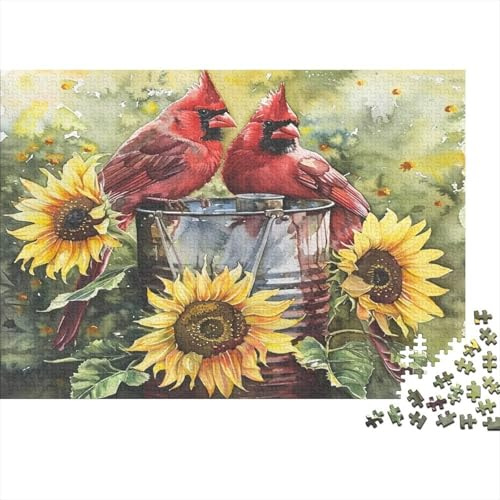 1000-Teile-Puzzle, Rotkardinals auf Dose, detailliert, Recyclingkarton, Premium-Stressabbau, herausfordernd ab 14 52x38cm