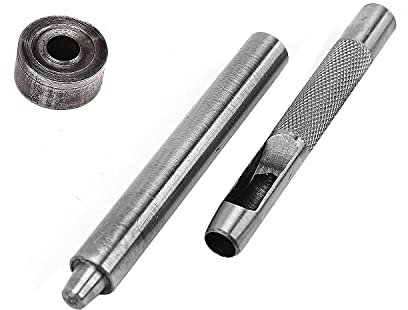 Weddecor 3-teiliges Werkzeugset zum Löcherstanzen und Befestigung von Ösen, Lederverarbeitung, Reparieren, Dekoration, Jeans, Kunsthandwerk, Leinwand, Scrapbooking, Vinyl-Banner, stahl, silber, 6 mm