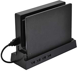 OSTENT 4 USB Port Hub External Splitter Expansion Adapter Stand for Nintendo Switch