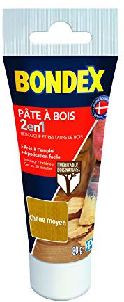 BONDEX - Pate à bois - Rebouche et Restaure le Bois - Sec en 30 min - 80g - Chêne moyen