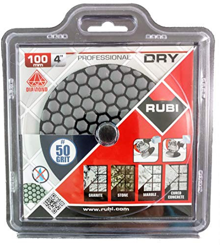 Rubi Diamant Schleifpad zur Trockenpolitur | Ø 100 mm Klettaufnahme | M14 | verschiedene Körnungen (Körnung 50)