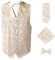 Oliver George Herren 4-teiliges Paisleymuster Weste Smoking Kleid Weste Krawatte Fliege Taschentuch Set für Anzug oder Smoking, Beige, Large