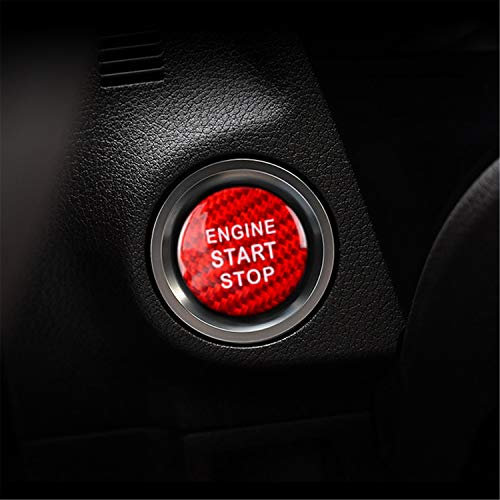 M.JVisun Kohlefaser EIN Knopf Start Taste Deckel Trimmen für Lexus, Zündung Schalter Aufkleber für Lexus ES GS is LX NX RC F RX - Rot