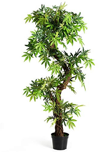 COSTWAY Künstliche Pflanzen Groß 160 cm, Kunstpflanze im Topf, Kunstbaum wie echt, Zimmerpflanze mit Naturholzstamm, für Zuhause, Büro
