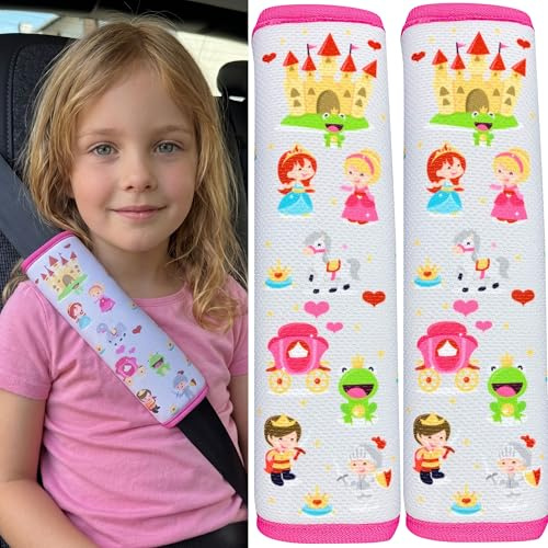 HECKBO 2X Kids Car Seat Belt Pads Seat Belt Protectors - Princess - Seat Belt Pads for Kids and Babies- Ideal for Any Seat Belt Car Booster Seat Kids Bicycle