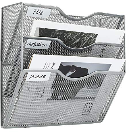 PAG Wandhalterung Dokumentenablage,Zeitschriftenhalter Wand, Wandorganizer Büro Zeitungshalter mit 3 Ebenen,für Zeitschriften,Brief,Zeitung,Notizbuch,Silberfarben