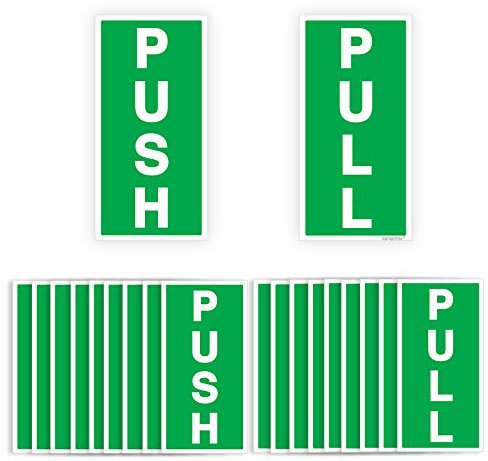 Pack of 10 Push Pull Door Sign Sticker Self Adhesive (180 x 90 mm) Push and Pull Signs for Doors Waterproof Stickers