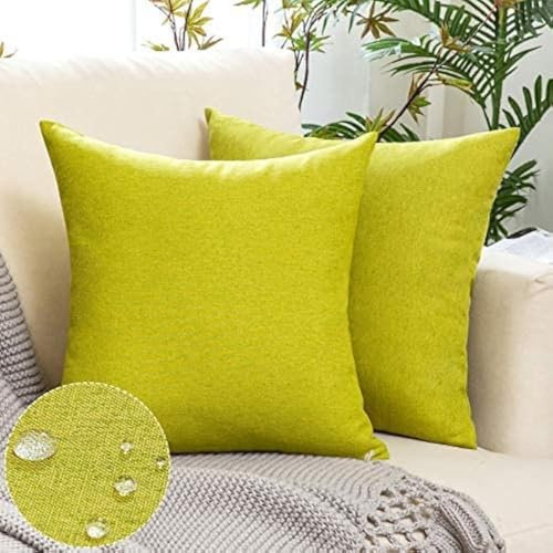 Woaboy 2 Piezas Aire Libre Funda de Cojines Impermeable Funda de Almohada Exterior Suave Cojín Suave Decorativos Decoracion Moderna para Jardín Sofá Silla Balcones Camping 40x40cm Verde